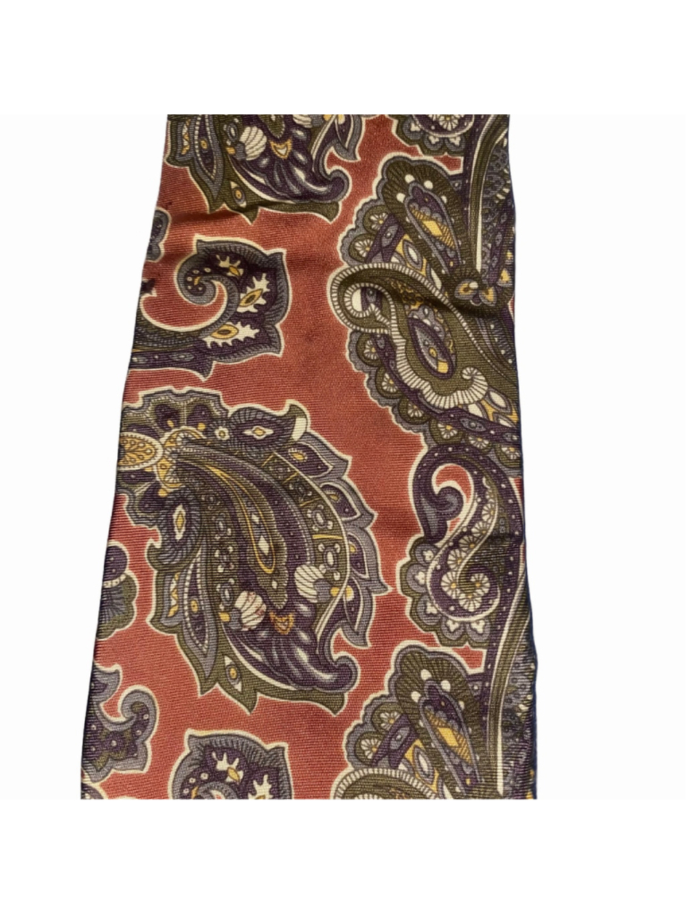 Men's Vintage Christian Dior Paisley Tie, One Size, Orange and Purple - Picture 2 of 4
